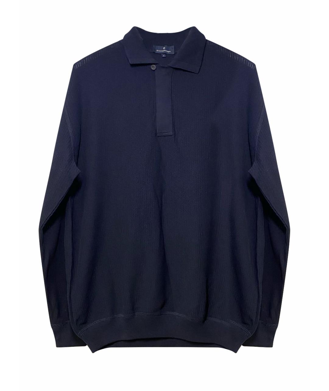 ZEGNA Темно-синий хлопковый джемпер / свитер, фото 1