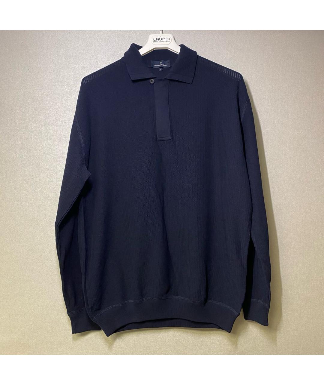 ZEGNA Темно-синий хлопковый джемпер / свитер, фото 6