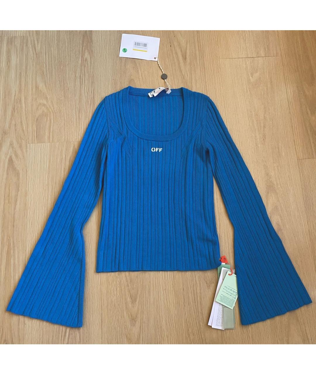 OFF-WHITE Голубой хлопковый джемпер / свитер, фото 5