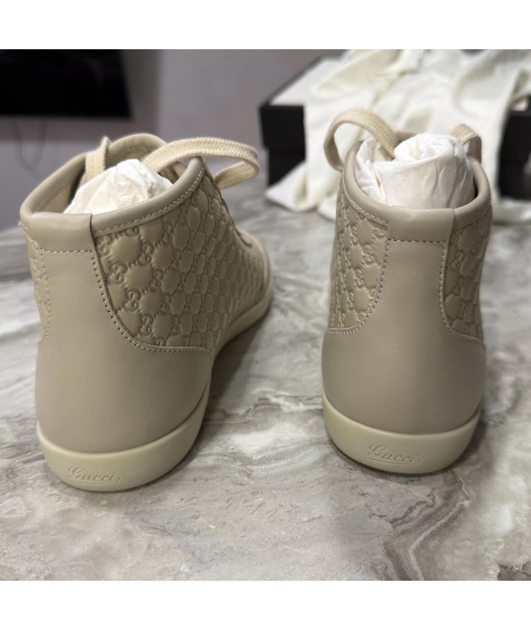 GUCCI Бежевые кожаные кеды, фото 3