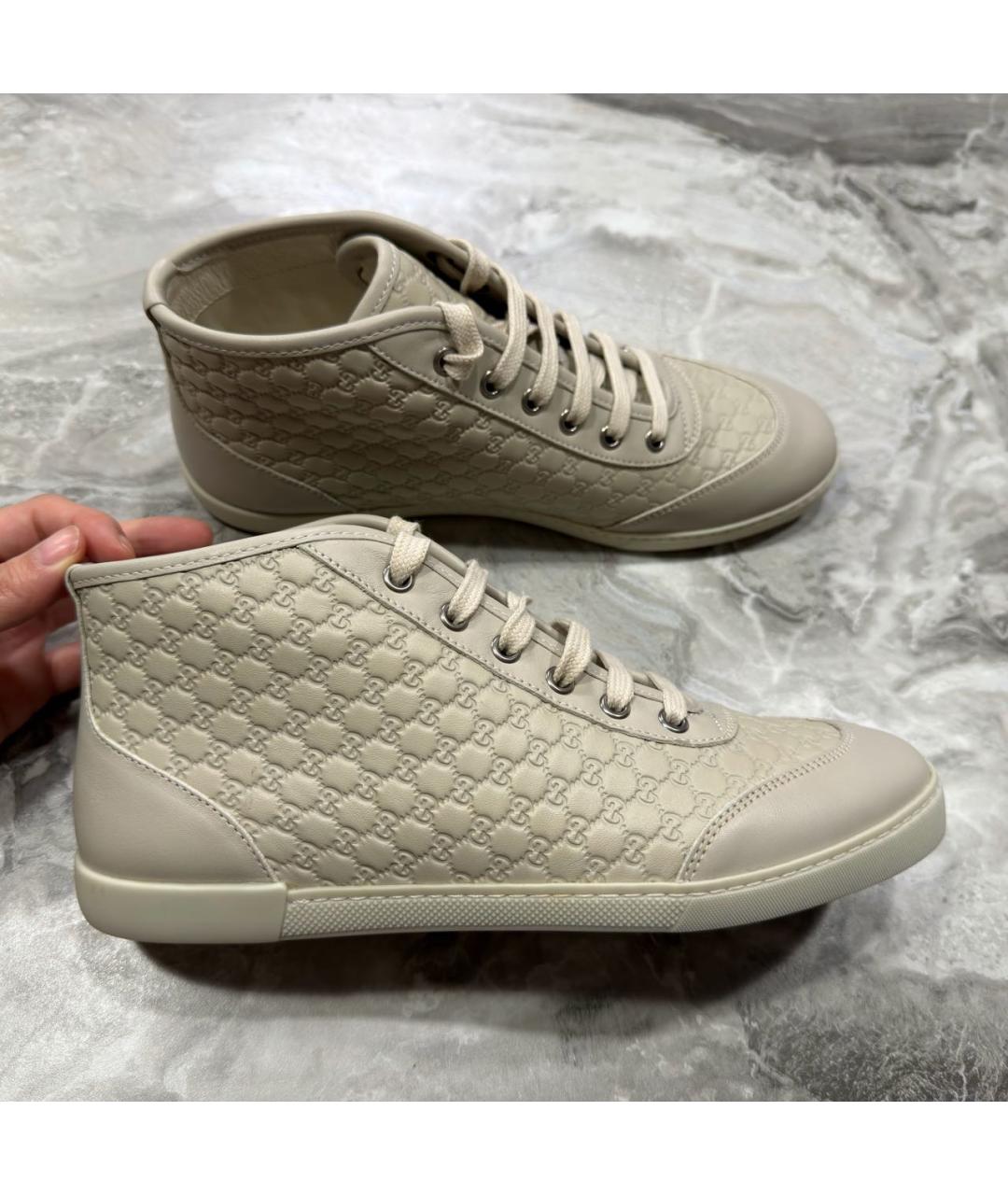 GUCCI Бежевые кожаные кеды, фото 8