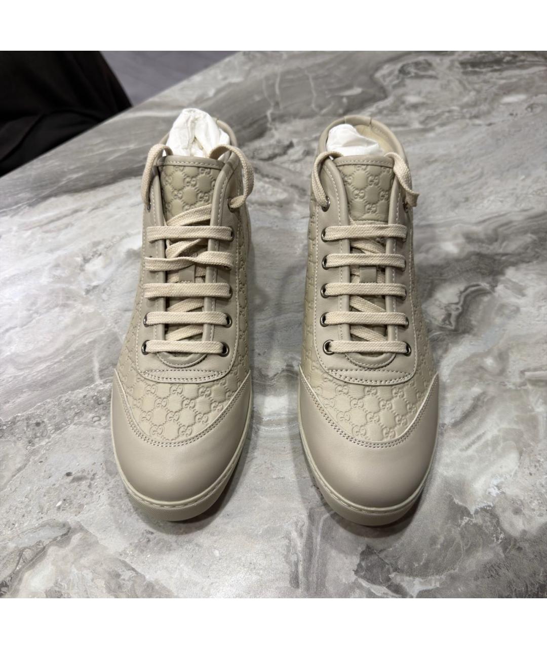 GUCCI Бежевые кожаные кеды, фото 2