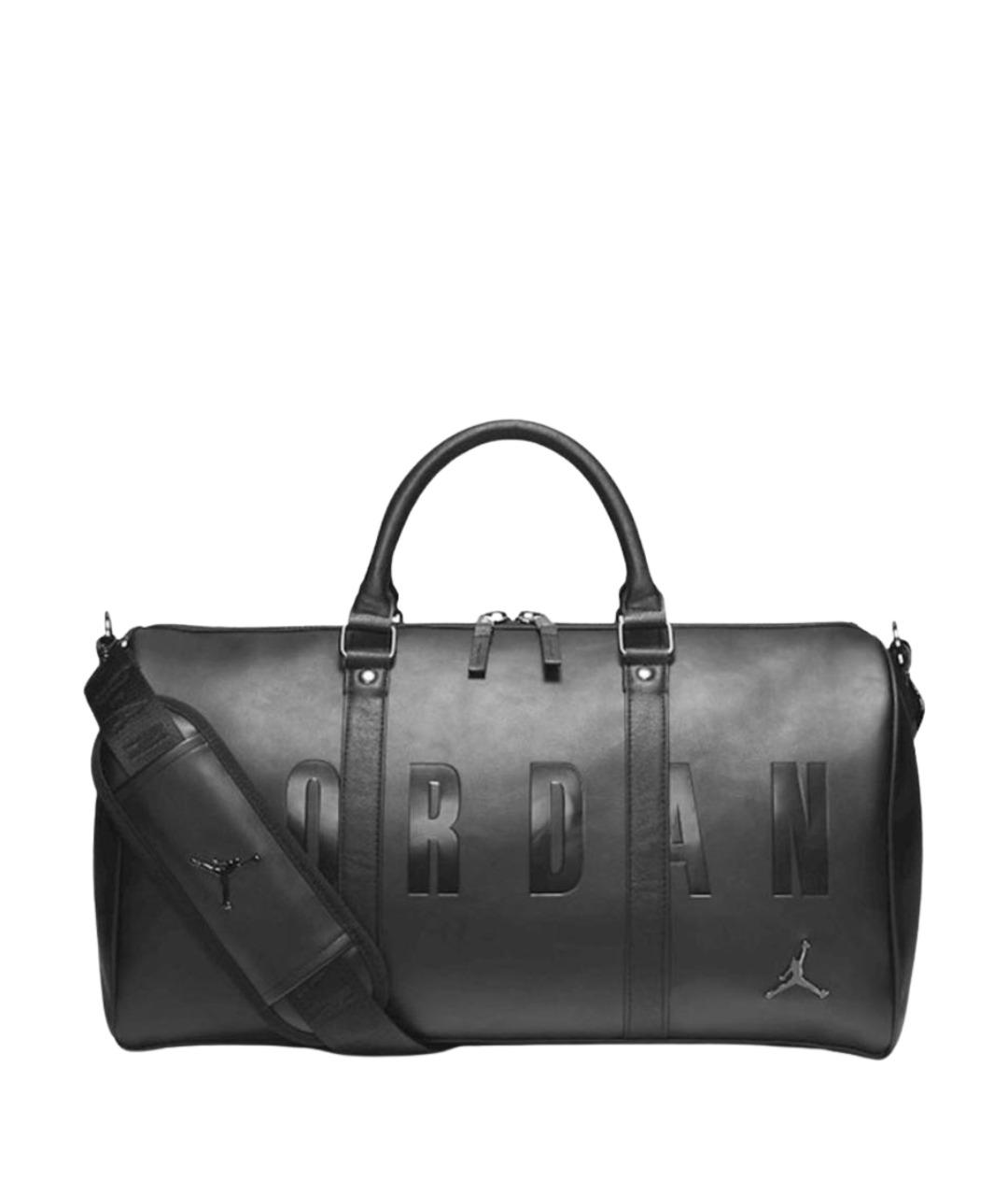 JORDAN Черная кожаная дорожная/спортивная сумка, фото 1