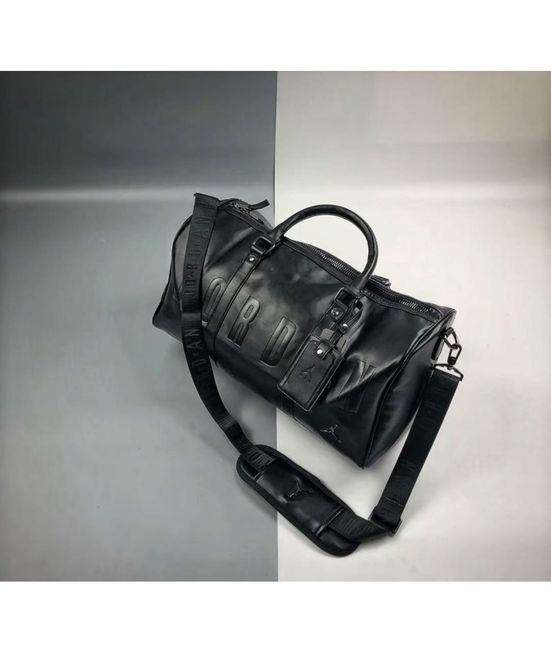 JORDAN Черная кожаная дорожная/спортивная сумка, фото 5