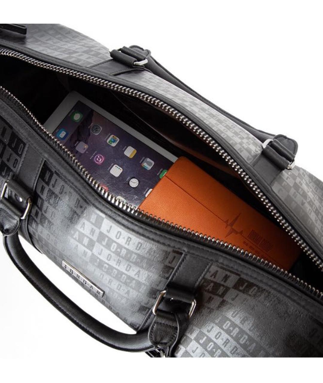 JORDAN Черная кожаная дорожная/спортивная сумка, фото 3