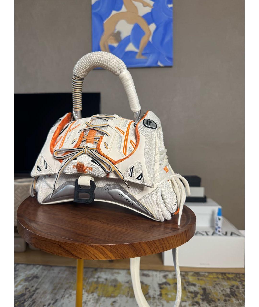 BALENCIAGA Бежевая синтетическая сумка с короткими ручками, фото 6