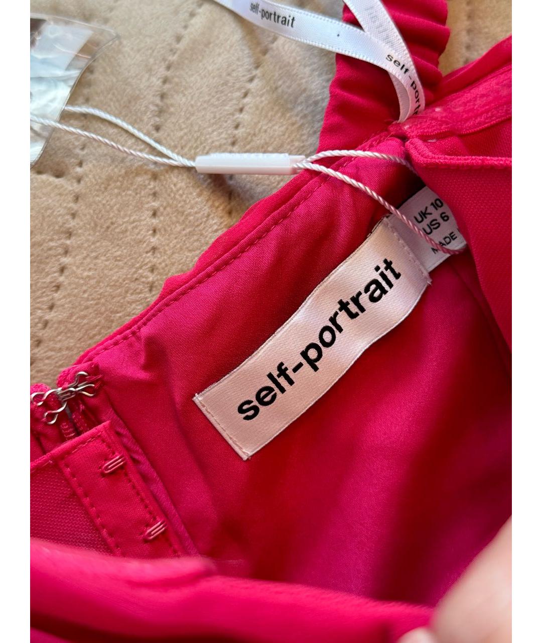 SELF-PORTRAIT Красное шифоновое повседневное платье, фото 3