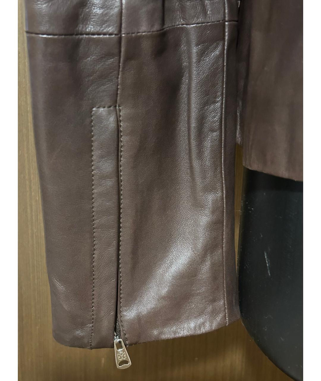 WEEKEND MAX MARA Коричневая кожаная куртка, фото 4