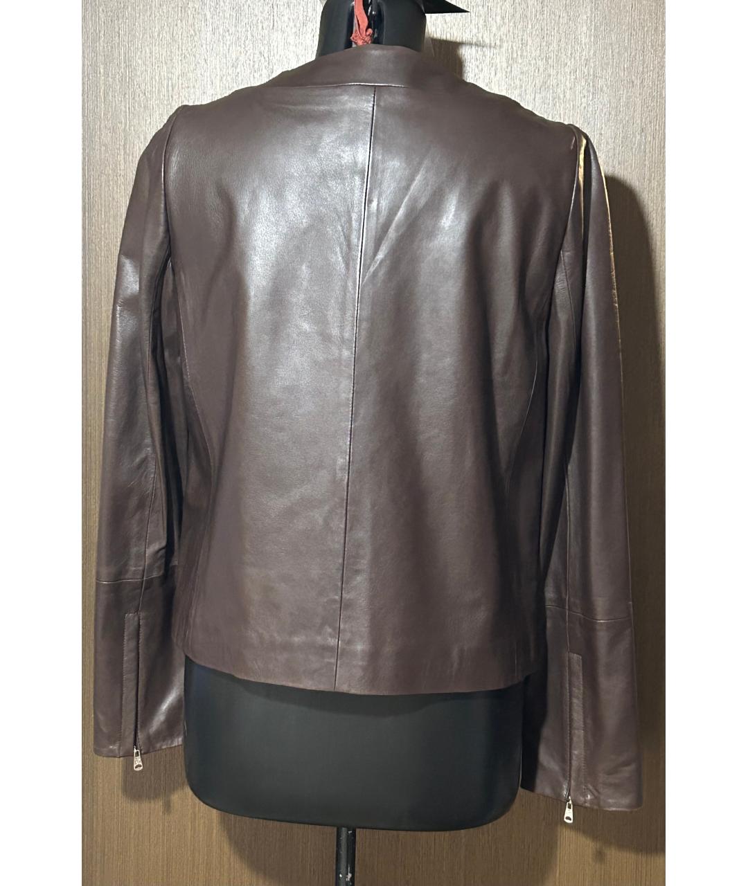 WEEKEND MAX MARA Коричневая кожаная куртка, фото 2