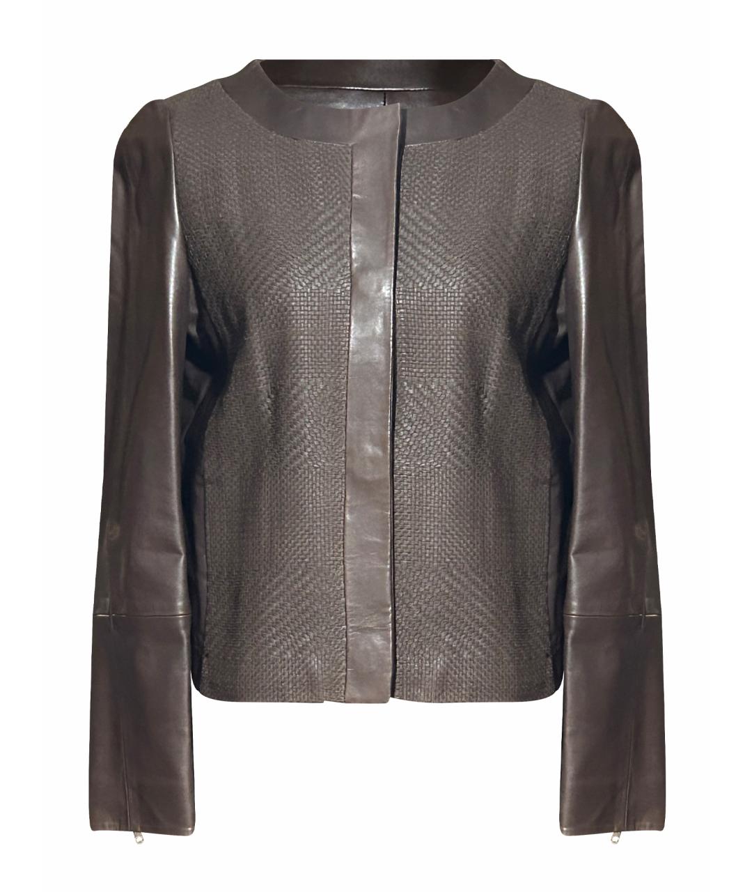 WEEKEND MAX MARA Коричневая кожаная куртка, фото 1