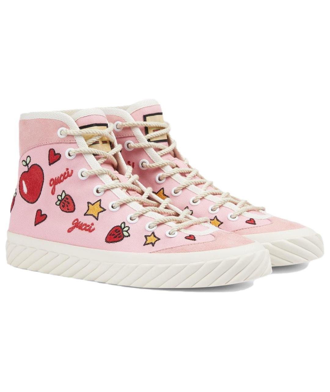 GUCCI Розовые текстильные кеды, фото 3