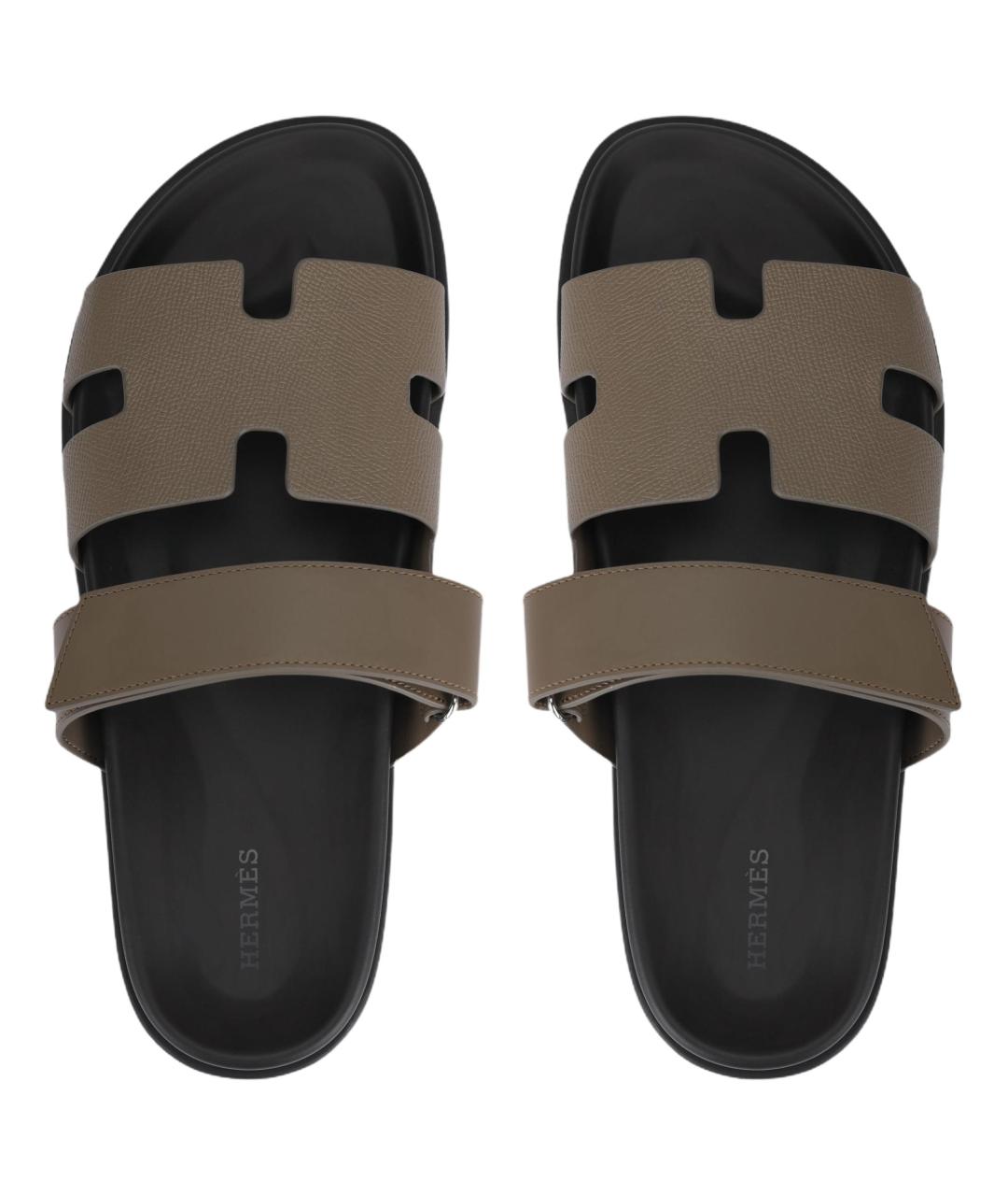 HERMES Серые сандалии, фото 3