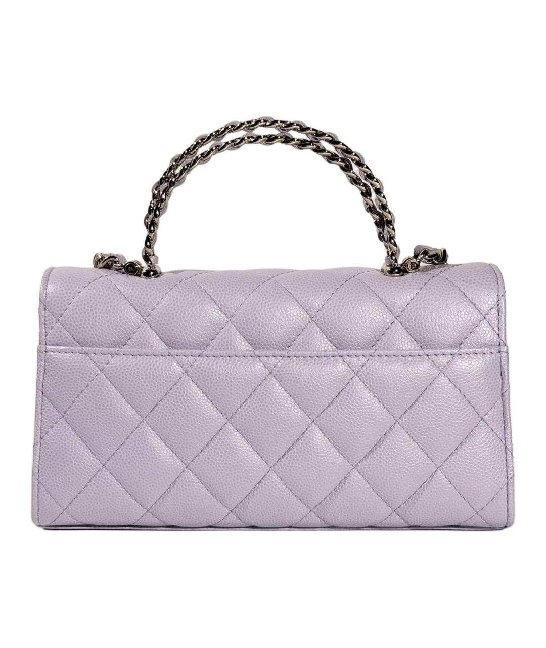 CHANEL Фиолетовая кожаная сумка с короткими ручками, фото 3