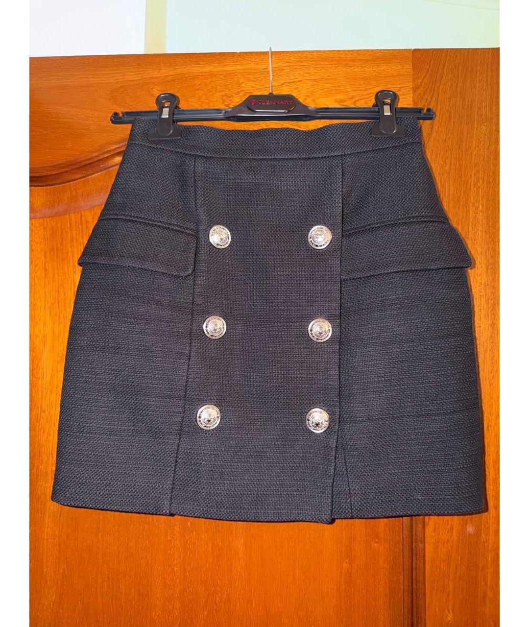 BALMAIN Черная вискозная юбка мини, фото 6