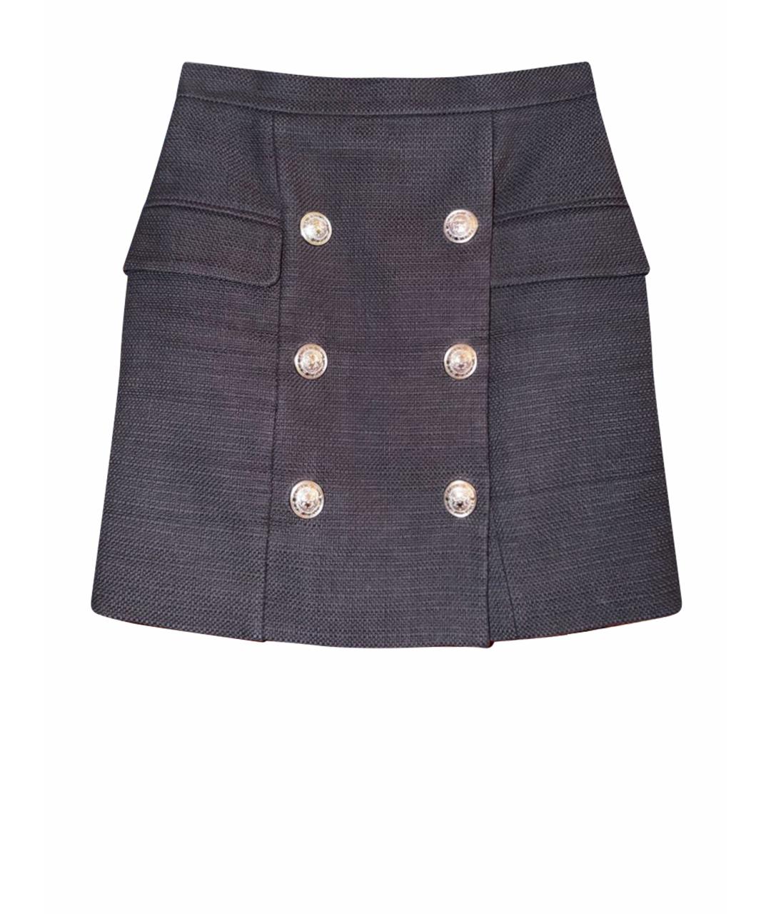 BALMAIN Черная вискозная юбка мини, фото 1