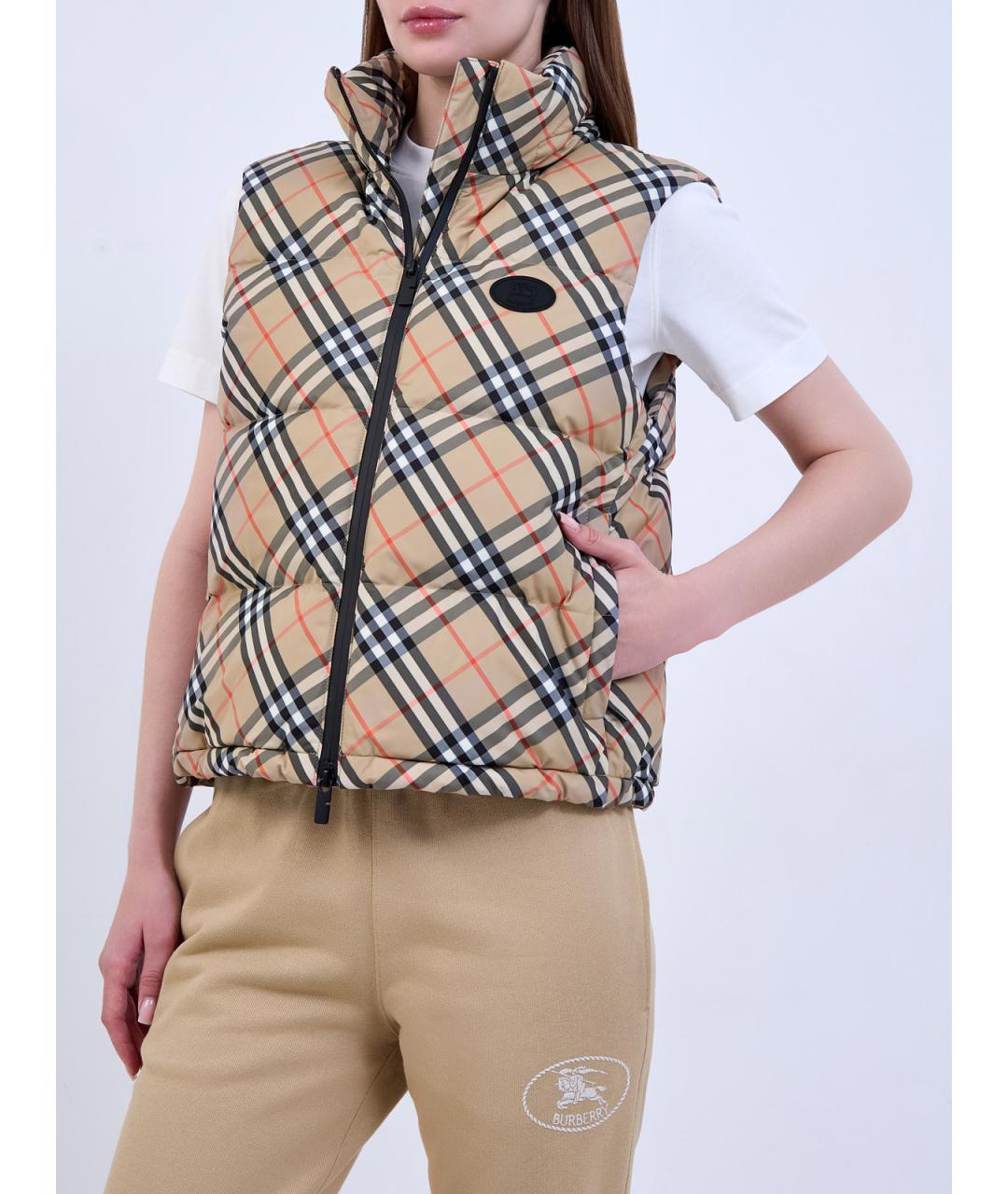 BURBERRY Бежевый полиэстеровый жилет, фото 3