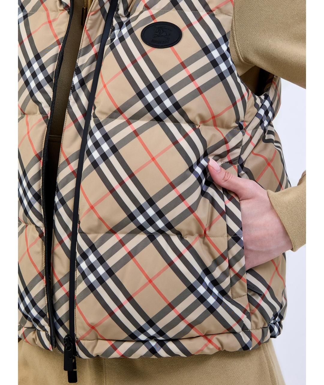 BURBERRY Бежевый полиэстеровый жилет, фото 5