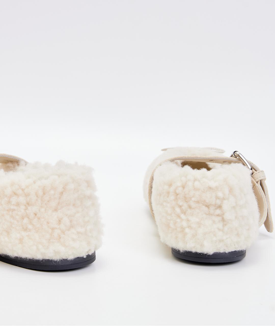 MIU MIU Бежевые замшевые балетки, фото 3