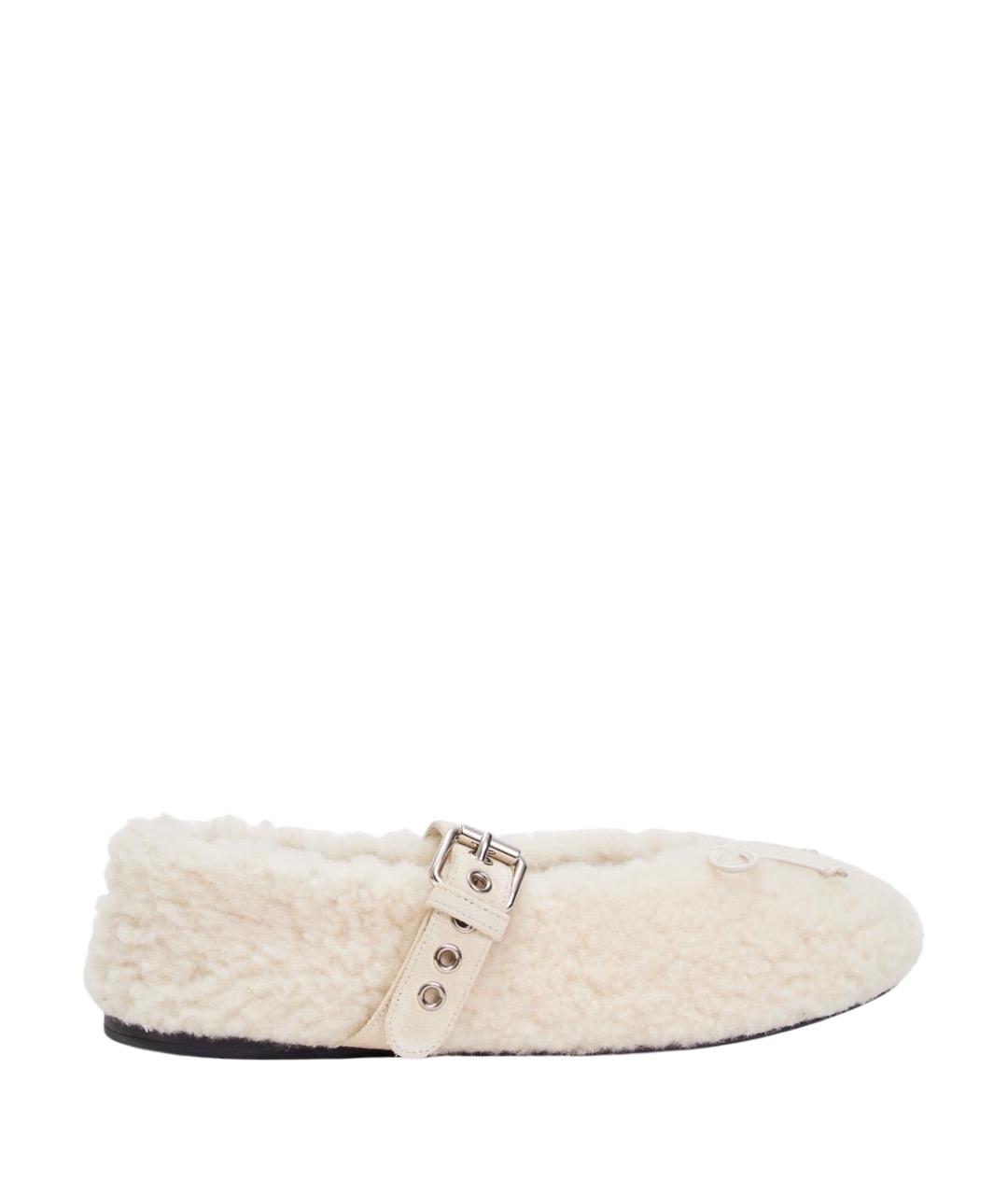 MIU MIU Бежевые замшевые балетки, фото 1