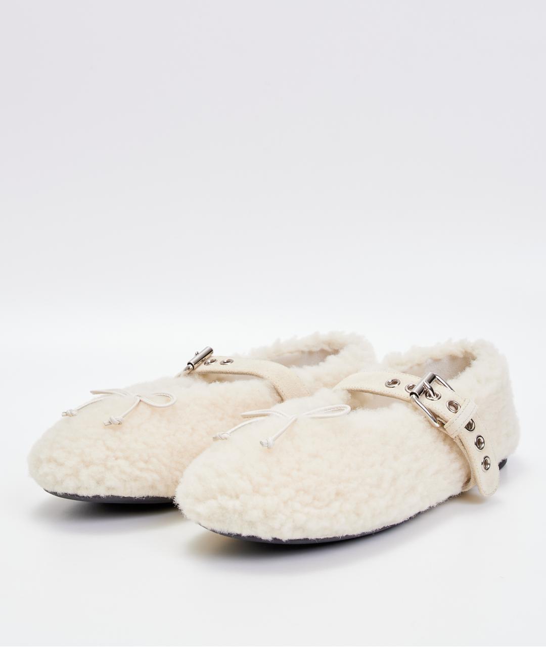 MIU MIU Бежевые замшевые балетки, фото 2