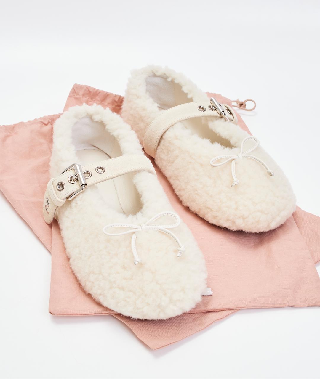 MIU MIU Бежевые замшевые балетки, фото 8