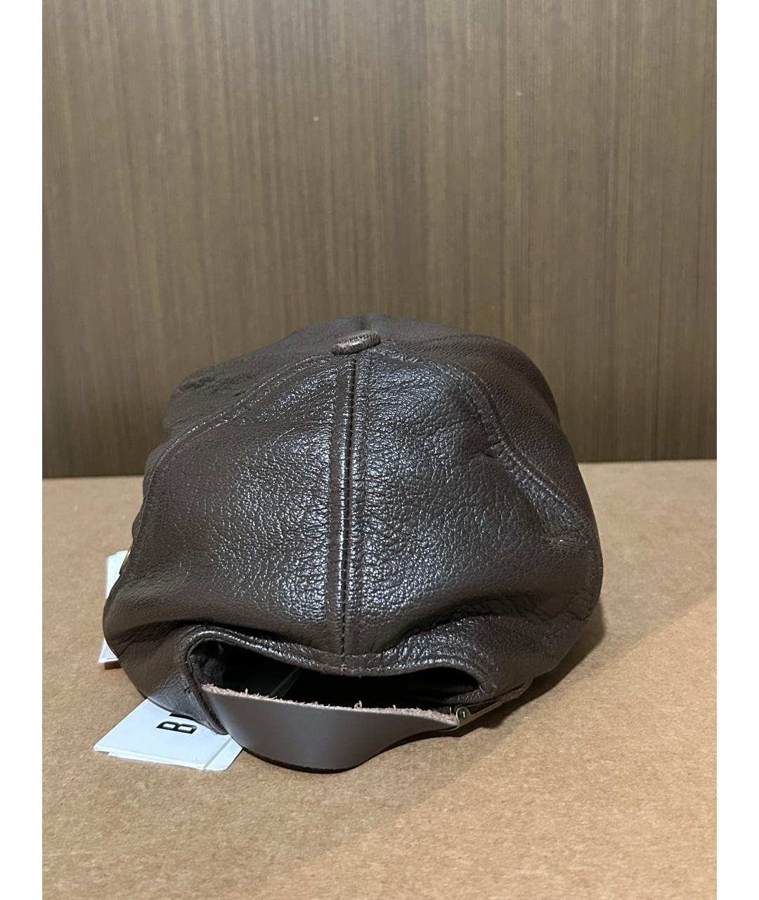 BIKKEMBERGS Коричневая кожаная кепка, фото 4