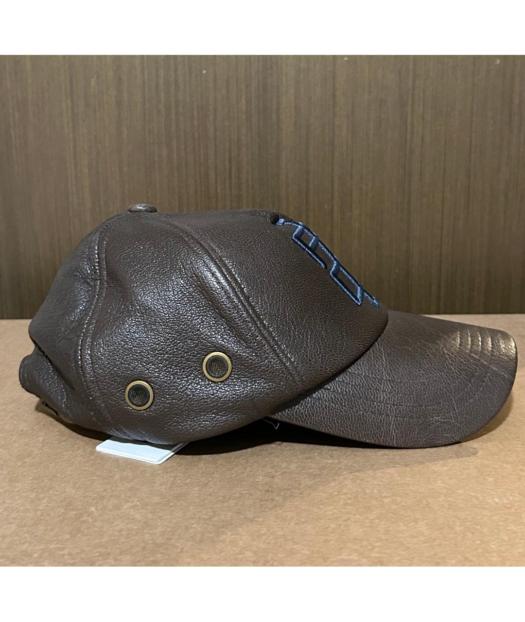 BIKKEMBERGS Коричневая кожаная кепка, фото 2