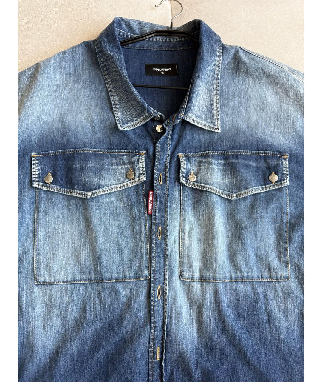 DSQUARED2 Темно-синяя деним рубашка, фото 3