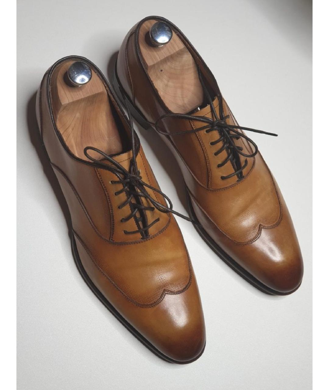 BARRETT Коричневые кожаные низкие ботинки, фото 2