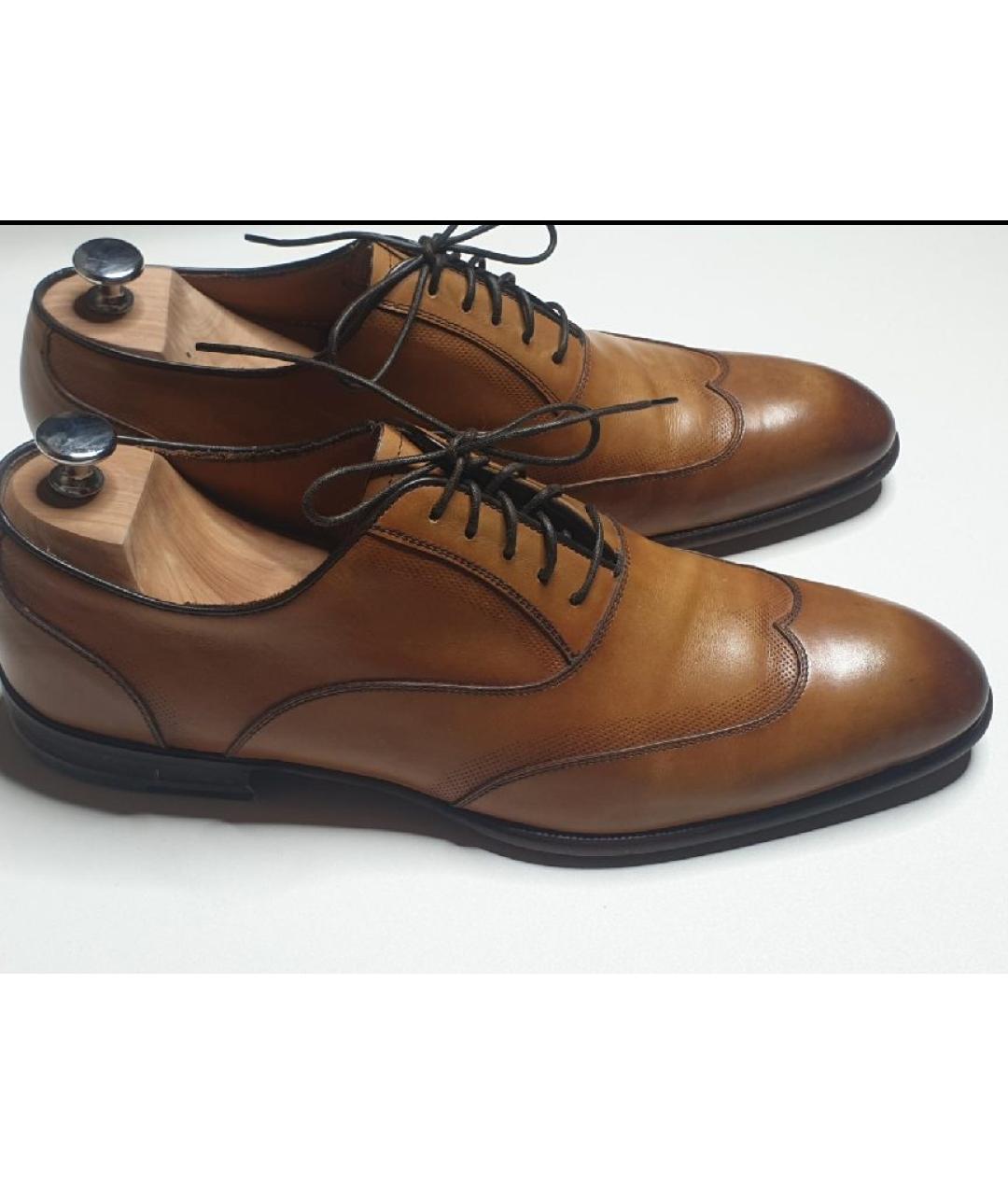 BARRETT Коричневые кожаные низкие ботинки, фото 5