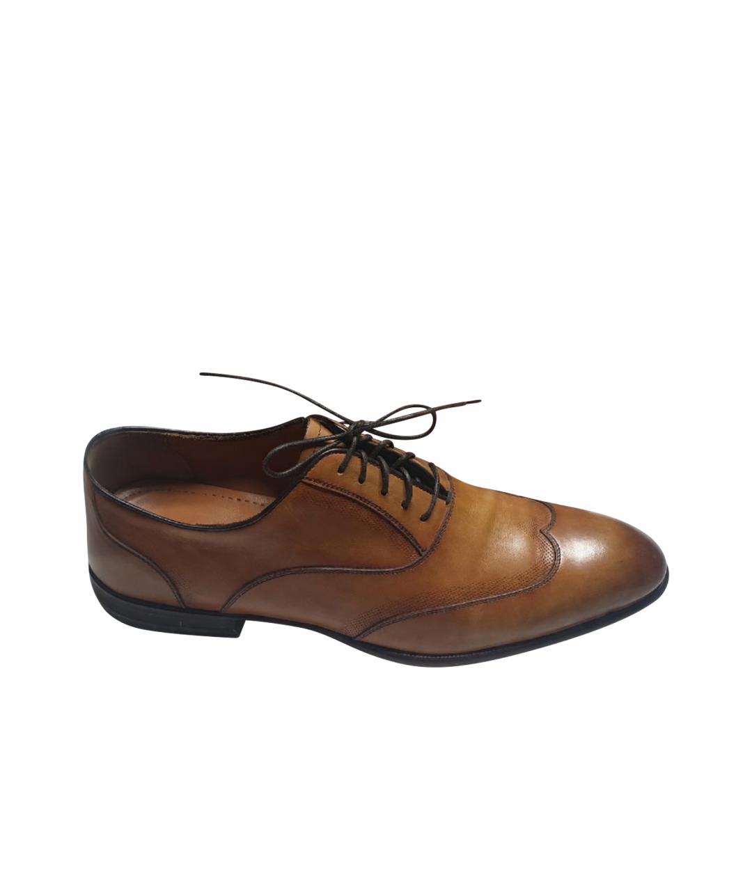 BARRETT Коричневые кожаные низкие ботинки, фото 1