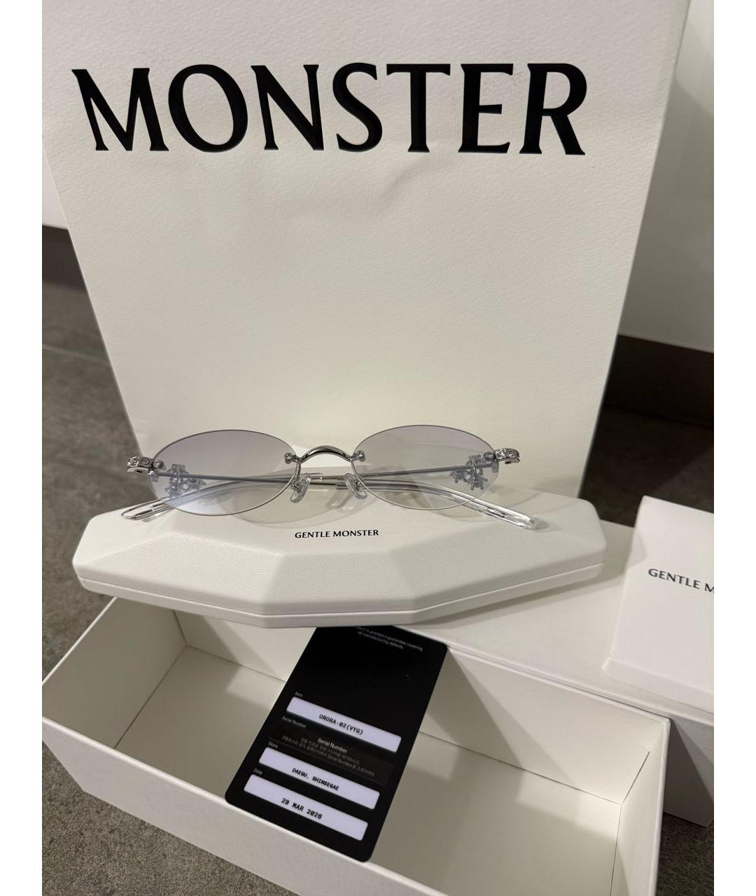 GENTLE MONSTER Серебряные металлические солнцезащитные очки, фото 5