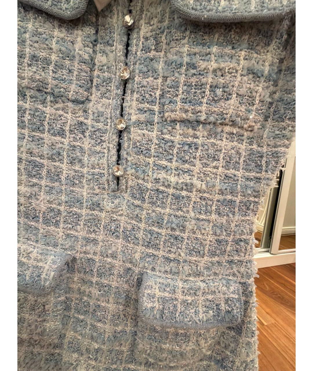 SELF-PORTRAIT Голубое твидовое повседневное платье, фото 4