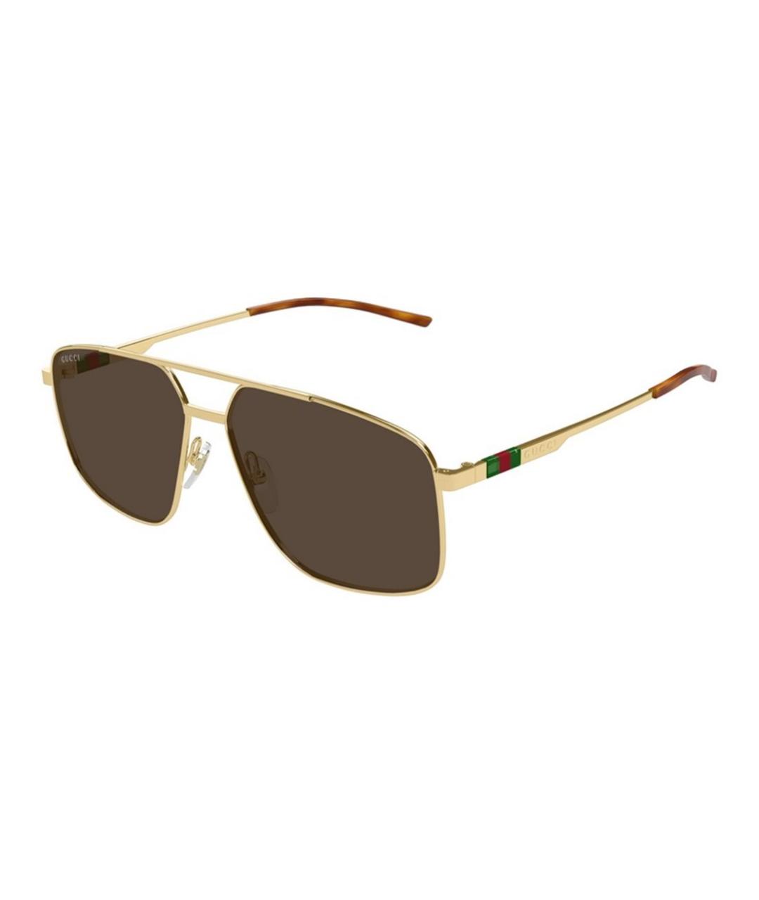 GUCCI Золотые металлические солнцезащитные очки, фото 1