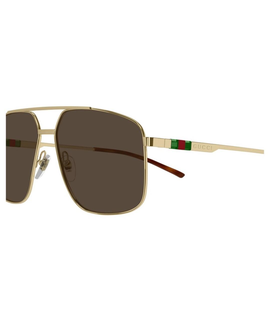 GUCCI Золотые металлические солнцезащитные очки, фото 3