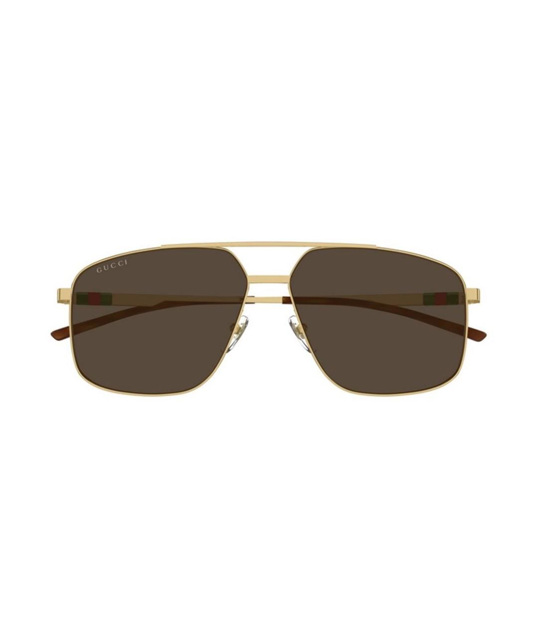 GUCCI Золотые металлические солнцезащитные очки, фото 2