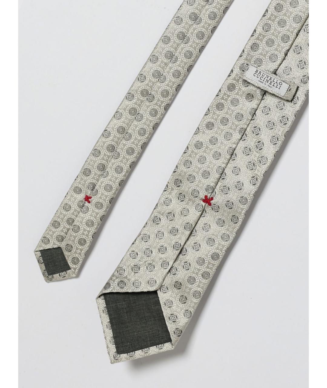 BRUNELLO CUCINELLI Серебрянный шелковый галстук, фото 2