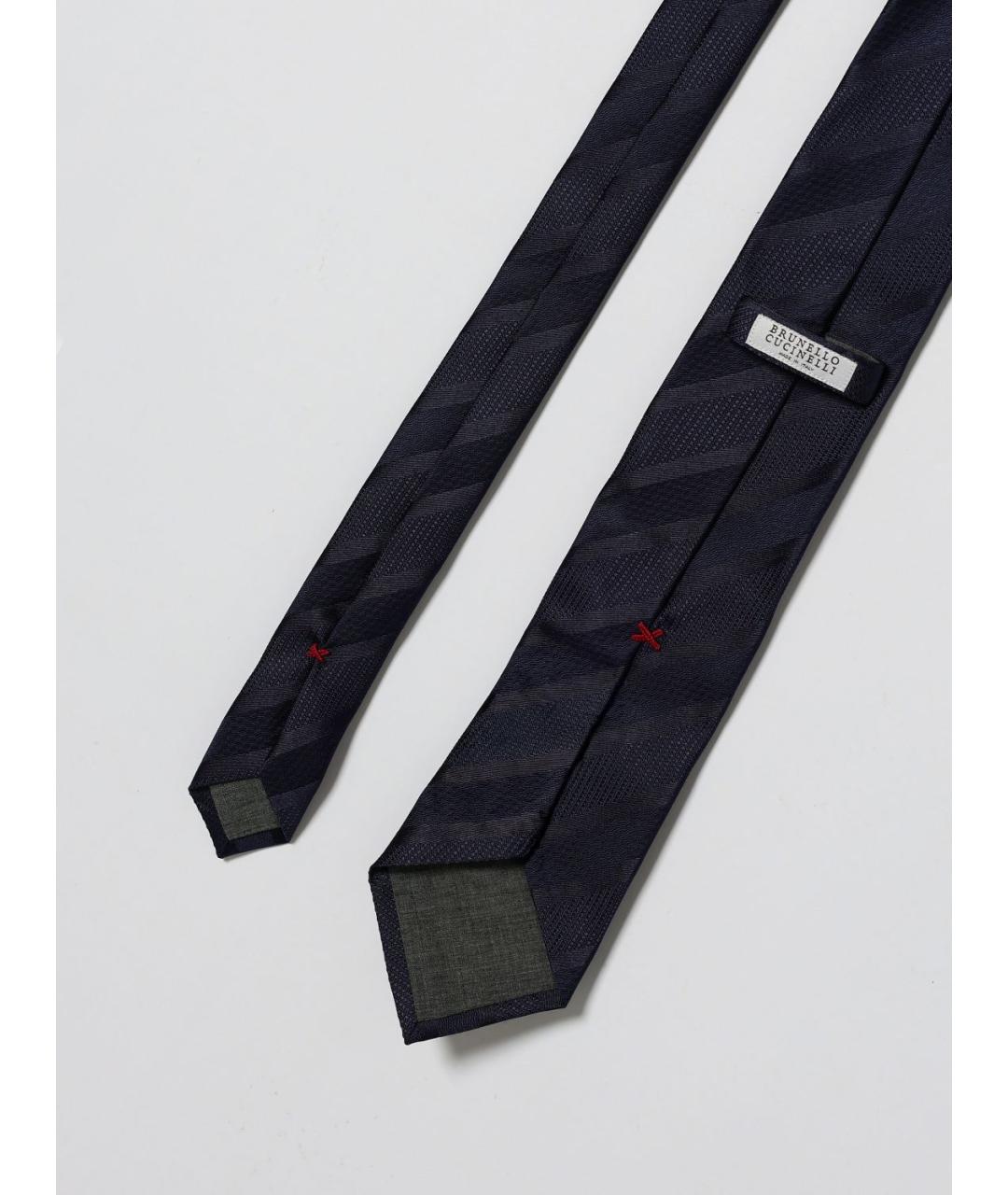 BRUNELLO CUCINELLI Синий шелковый галстук, фото 2