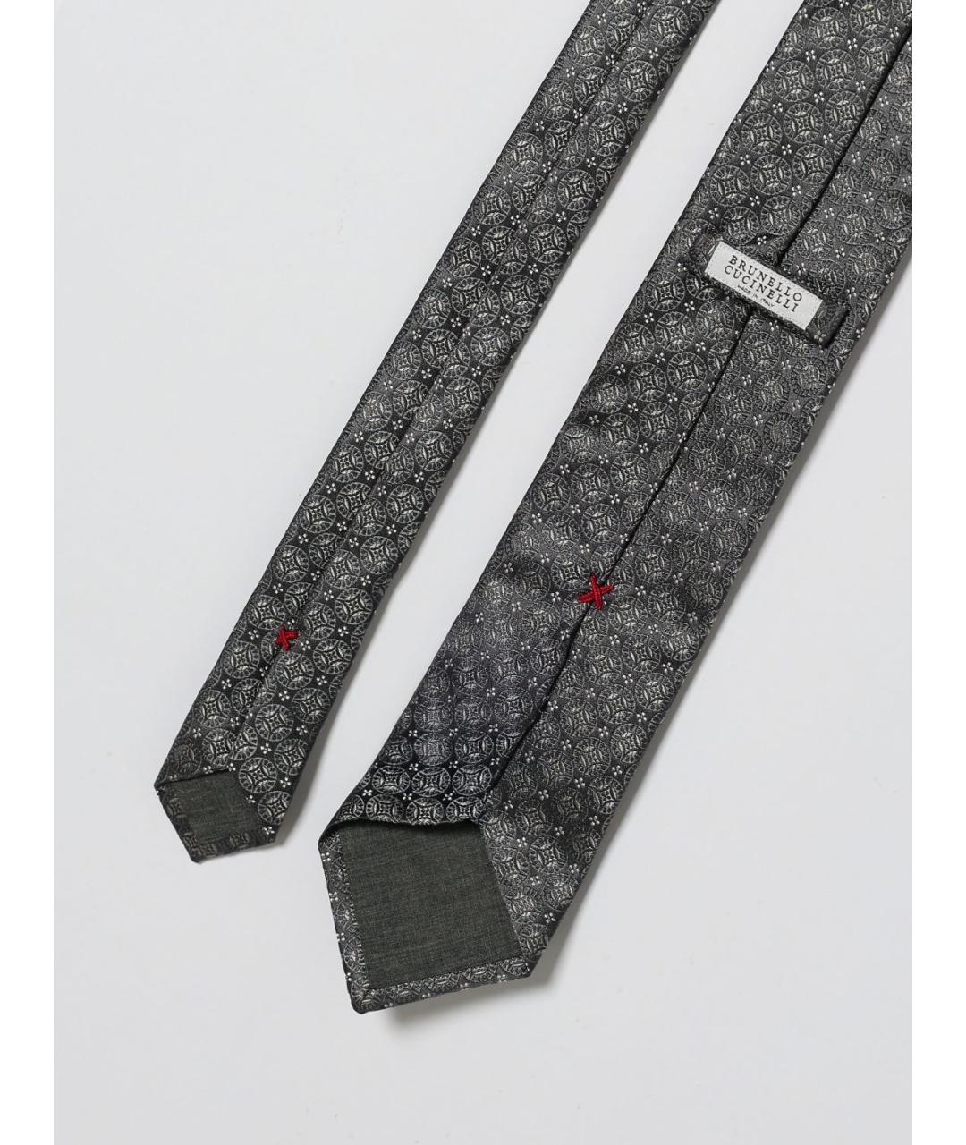 BRUNELLO CUCINELLI Антрацитовый шелковый галстук, фото 2