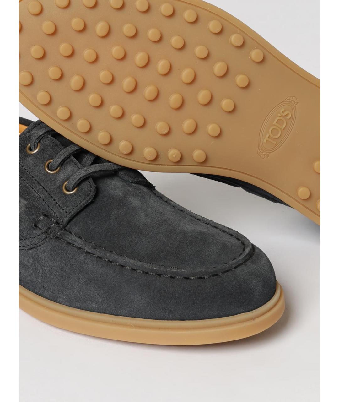 TOD'S Синие кожаные мокасины, фото 4