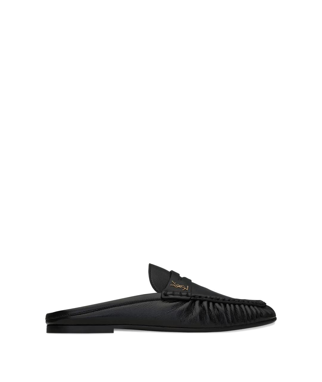 SAINT LAURENT Черные кожаные мюли, фото 1