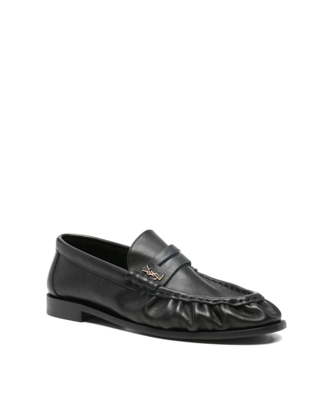 SAINT LAURENT Черные кожаные лоферы, фото 2