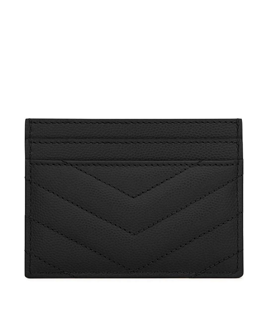 SAINT LAURENT Черный кожаный кардхолдер, фото 2
