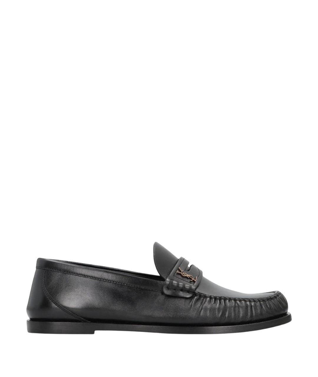 SAINT LAURENT Черные кожаные лоферы, фото 1
