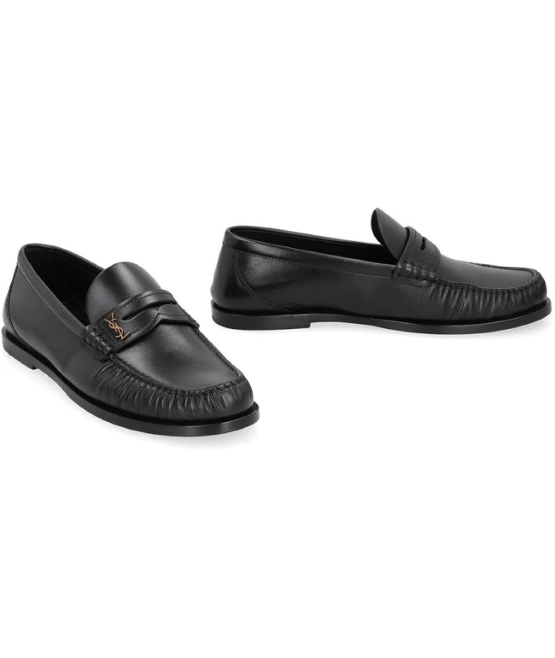 SAINT LAURENT Черные кожаные лоферы, фото 2