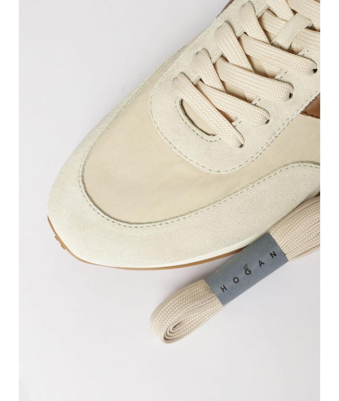 HOGAN Бежевые замшевые низкие кроссовки / кеды, фото 4