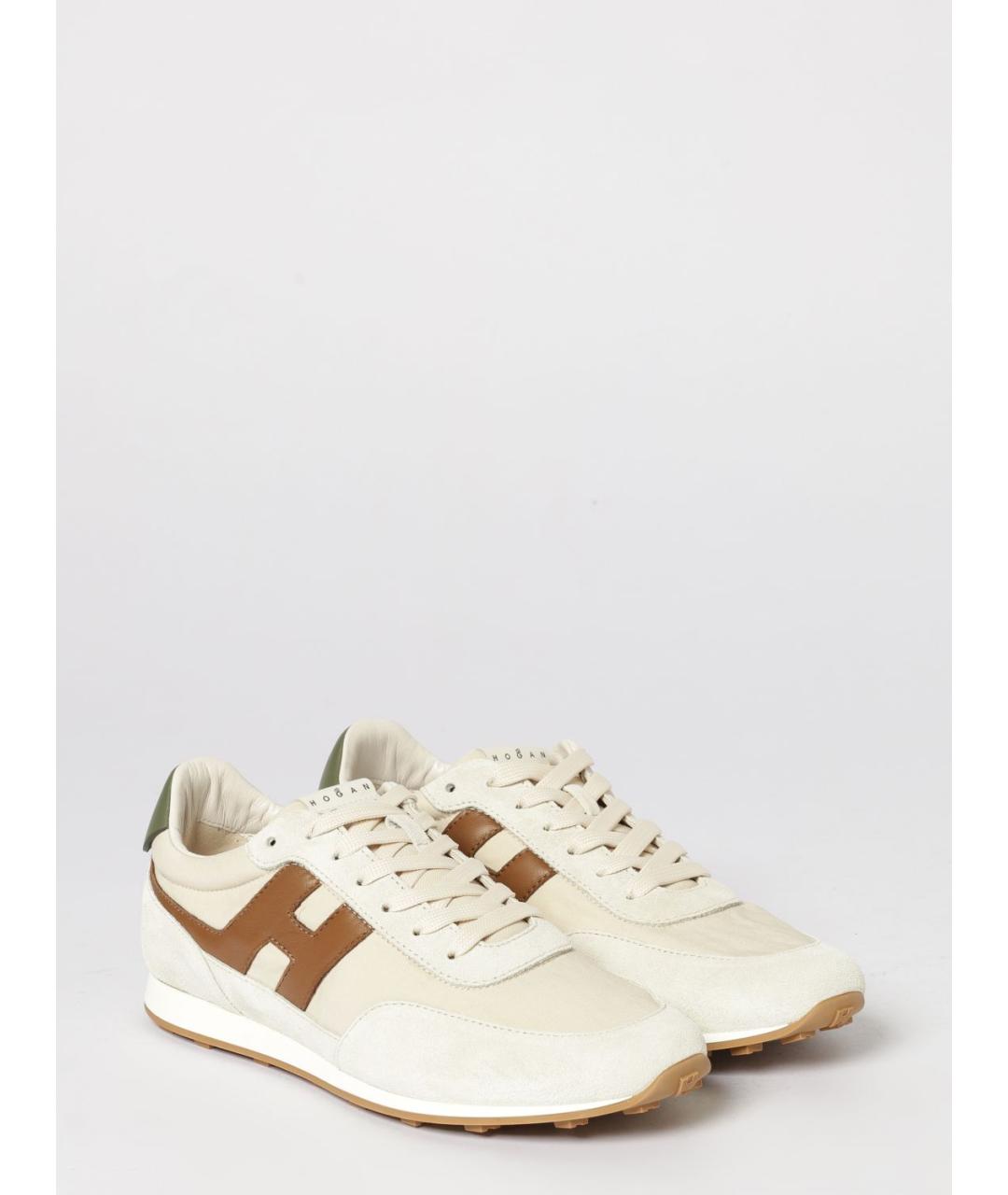HOGAN Бежевые замшевые низкие кроссовки / кеды, фото 2