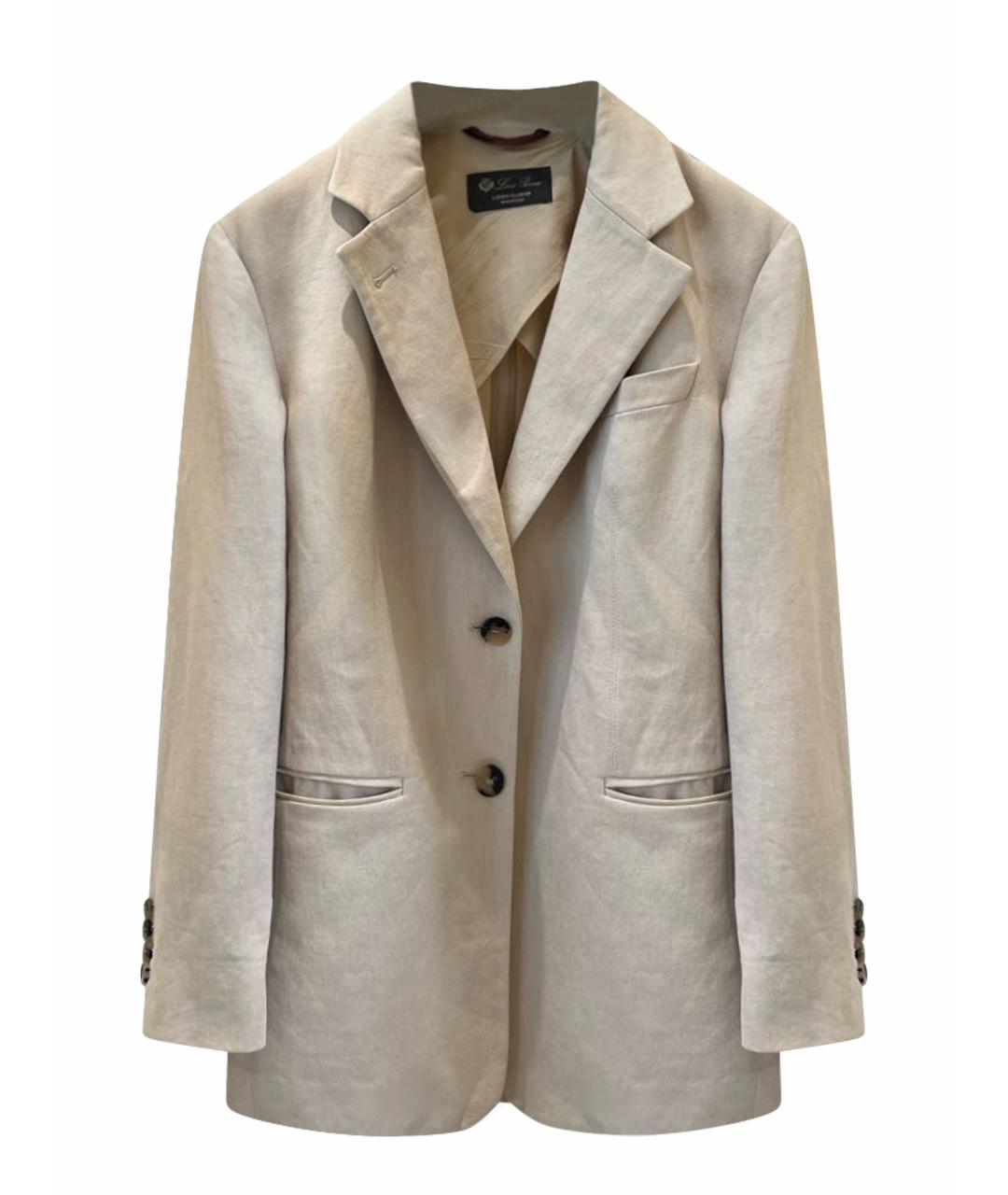 LORO PIANA Бежевый льняной жакет/пиджак, фото 1