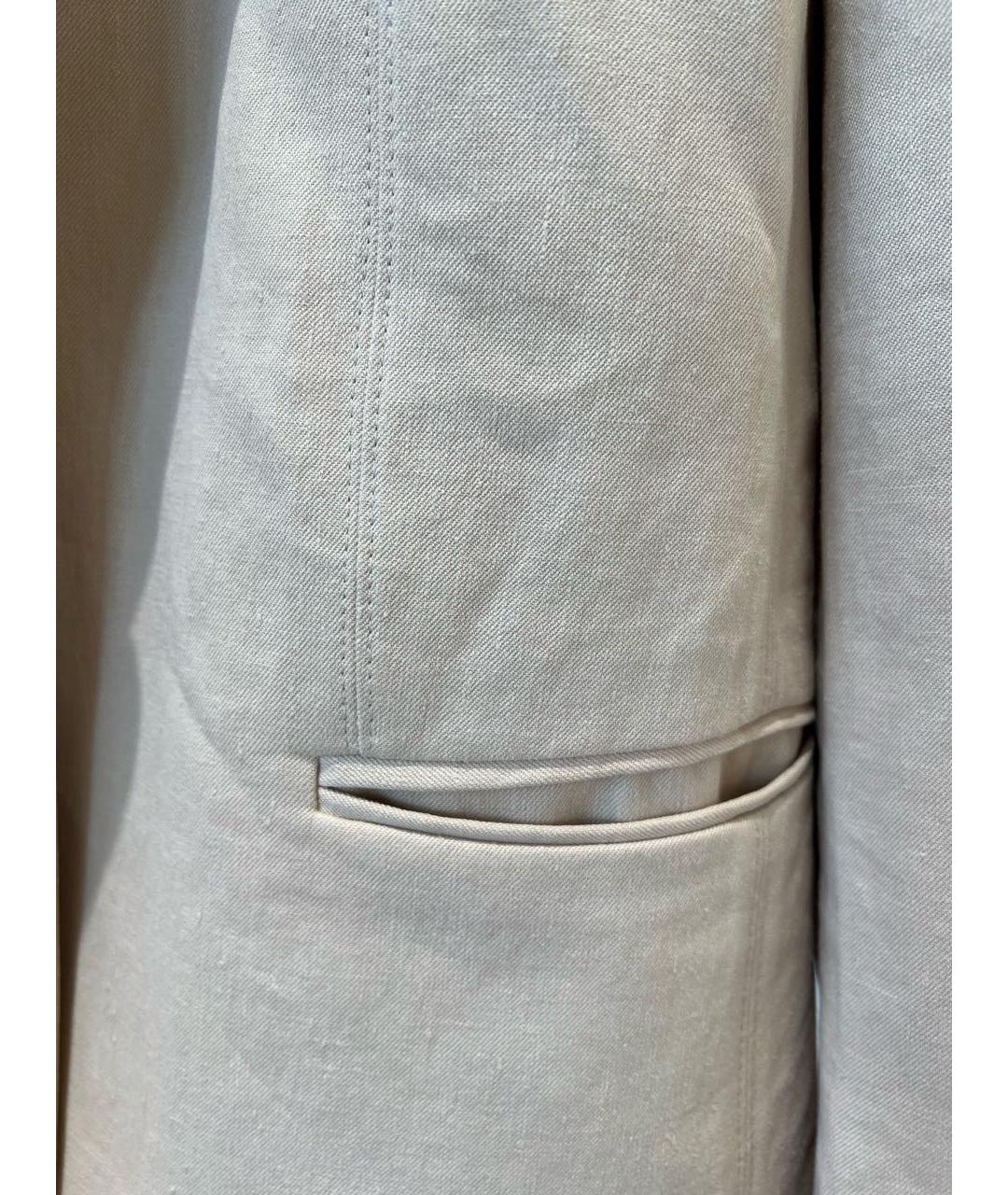 LORO PIANA Бежевый льняной жакет/пиджак, фото 6