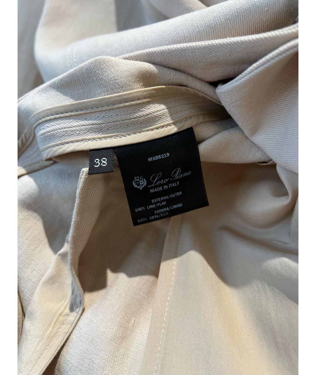 LORO PIANA Бежевый льняной жакет/пиджак, фото 5